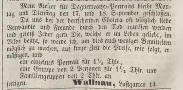 Elbląg, Ogłoszenie z "Neuer Elbinger Anzeiger" z 15.09.1849 r.