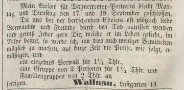 Elbląg, Ogłoszenie z "Neuer Elbinger Anzeiger" z 15.09.1849 r. Elbląg, Ogłoszenie z "Neuer Elbinger Anzeiger" z 15.09.1849 r.