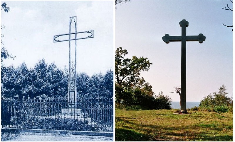 Elbląg, Krzyż w Tenkitach - przed wojną i współcześnie
