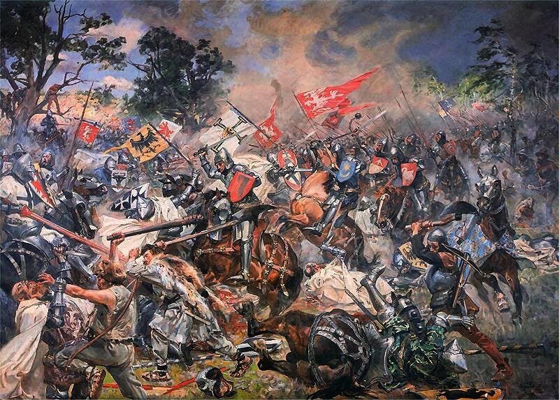 Elbląg, Grunwald (Wojciech Kossak). Istnieje duże prawdopodobieństwo, że dyptyk elbląski został zdobyty przez Jagiełłę po bitwie w 1410.