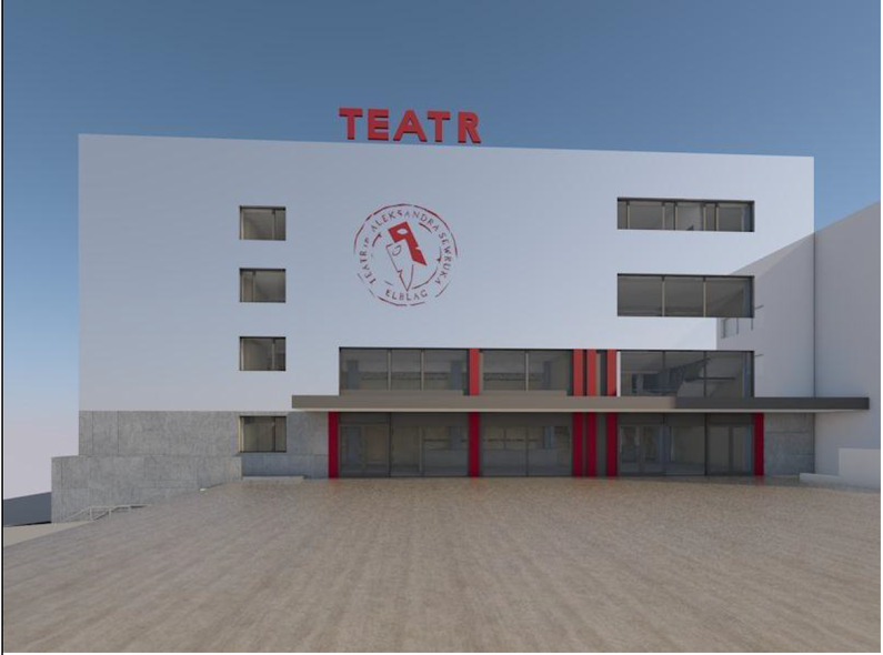 Elbląg, Tak będzie wyglądać główne wejście do teatru od strony ul. Teatralnej (wizualizacja Teatr im. A. Sewruka)