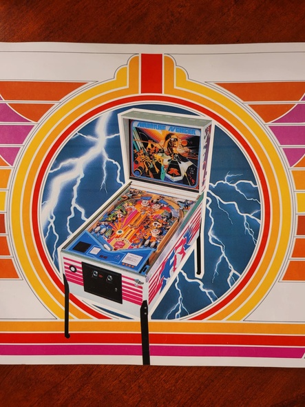 Elbląg, Ulotka reklamowa pierwszego pinballa Atari, Airborne Avenger, wydanego w 1977 r.
