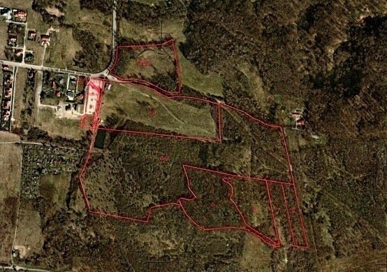 Elbląg, Dzierżawione działki zostały oznaczone na mapie czerwoną linią
