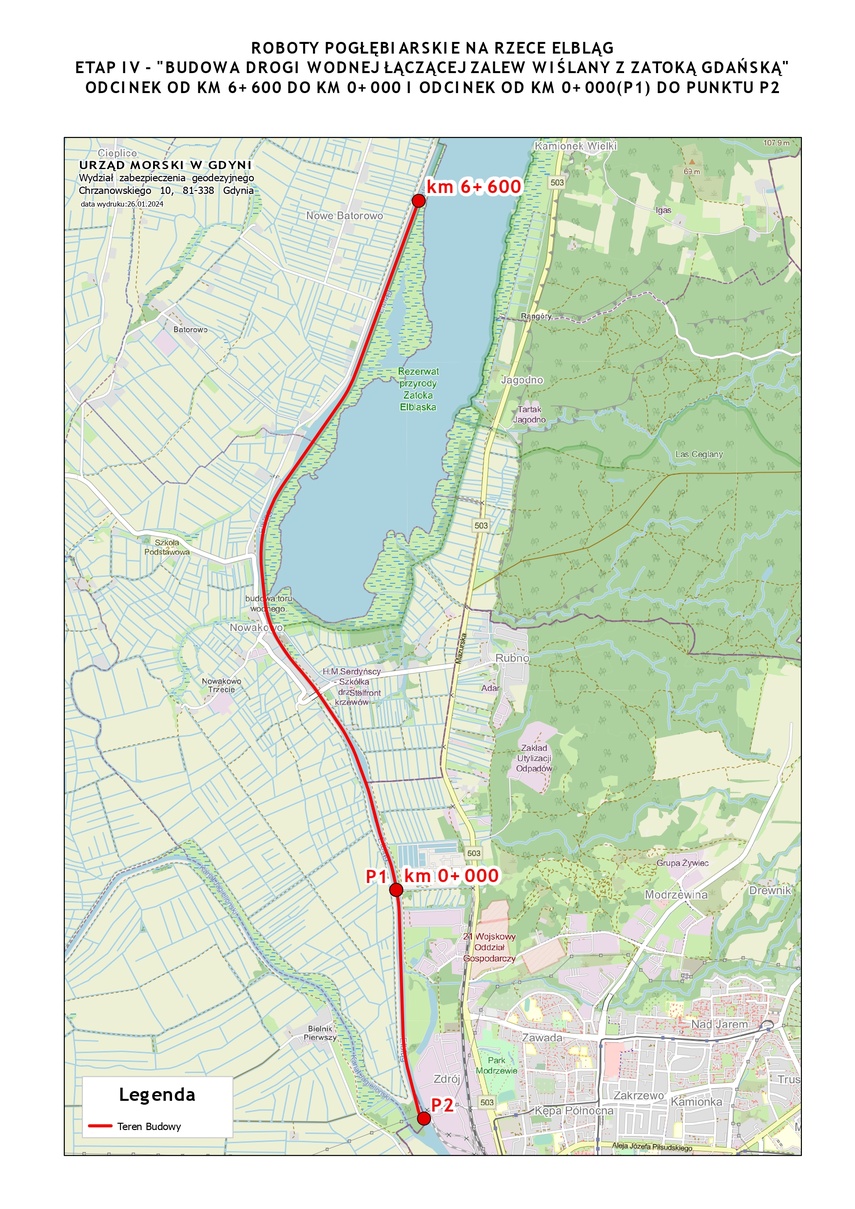 Elbląg, Ten odcinek rzeki zostanie pogłębiony do 20 listopada (mapa Urząd Morski w Gdyni) Elbląg, Ten odcinek rzeki zostanie pogłębiony do 20 listopada (mapa Urząd Morski w Gdyni)