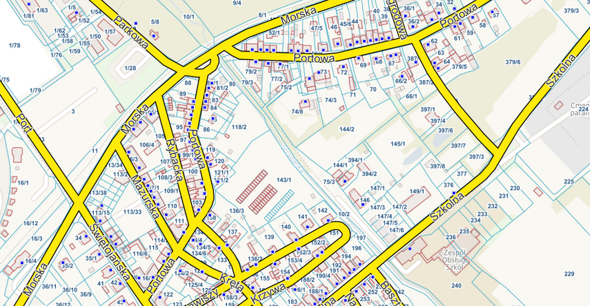 Elbląg, Mapa z Systemu Informacji Przestrzennej UMiG Tolkmicka Elbląg, Mapa z Systemu Informacji Przestrzennej UMiG Tolkmicka