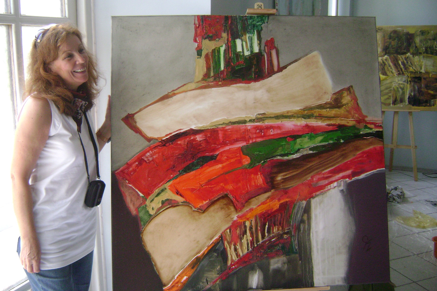 Elbląg, Grażyna Komorska, Abstrakcja, płótno, olej, wymiary 120 x 120 cm - obraz z X Ogólnopolskiego Pleneru Malarskiego Rezerwat Uważności - Glisno 2009, arch. artystki