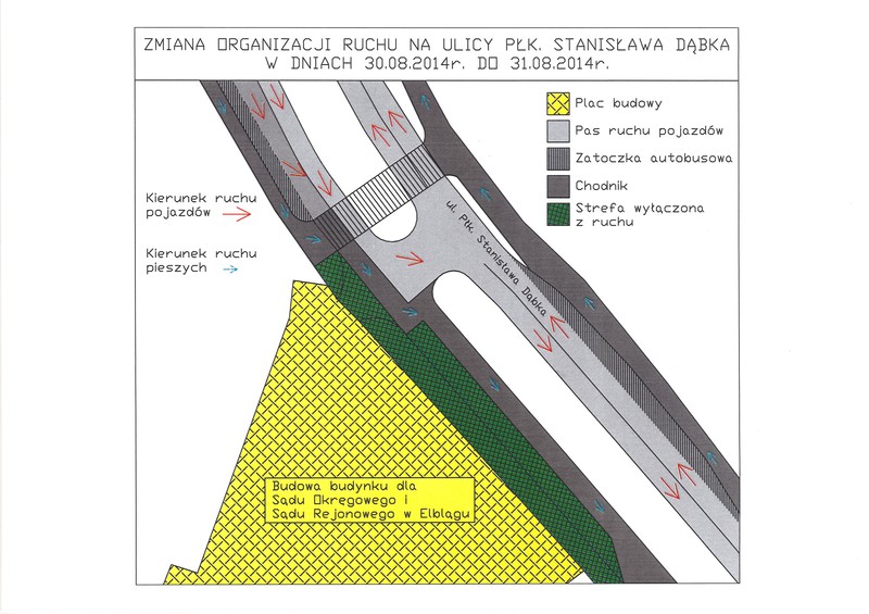 Tymczasowa organizacja ruchu, Etap II, schemat nadesłany