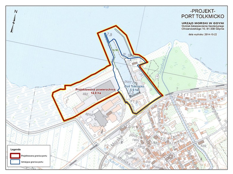 Elbląg, Port przed i po powiększeniu na projekcie przygotowanym przez Urząd Morski w Gdyni