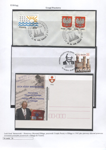 Elbląg, Karta wystawowa z walorami pocztowymi poświęcona Lechowi  Baranowskiemu (własność autora)