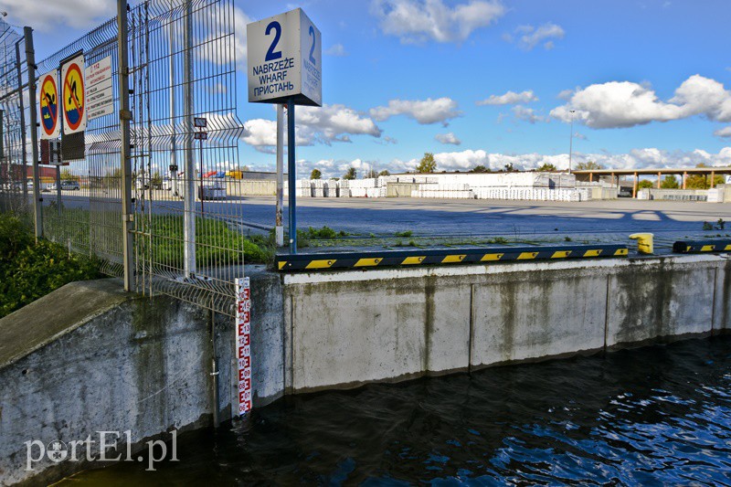 Elbląg, Jeden z mierników stanu wody mieści się przy terminalu elbląskiego portu