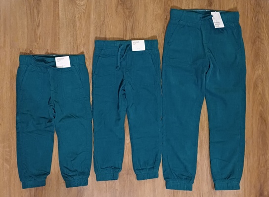 Elbląg NOWE spodnie joggery sztruksy ocieplane dla rodzeństwa lub oddzielnie rozmiar 134 8-9 lat, 104 3-4 lata, 98 2-3