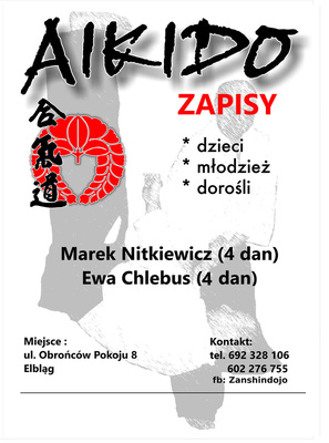 Elbląg ZAJĘCIA RUCHOWE Z ELEMENTAMI SAMOOBRONY - AIKIDOZapraszamy dzieci, młodzież i dorosłych na  zajęcia