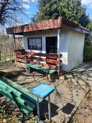 Elbląg sprzedam działkę rod Słoneczne Wzgórze na Bielanach o pow.450m &sup2;, drewniana altanka, osobne WC, woda,