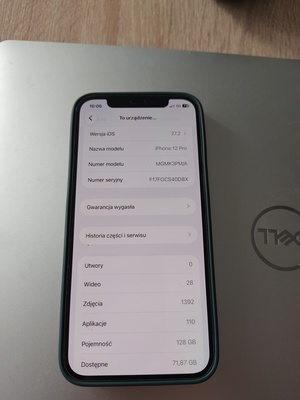Elbląg Sprzedam telefon iPhone 12 Pro o pojemności 128 GB. Telefon jest sprawny, ale ma pobite plecki. Oczywiście, nie