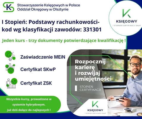 Elbląg 🎓Kursy i Szkolenia dla Księgowych!! TRWA NABÓR JESIEŃ 2025 !!!STOWARZYSZENIE KSIĘGOWYCH W POLSCE