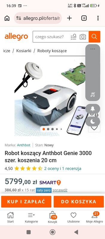 Elbląg Witam. sprzedam robota koszącego do trawy Anthbot. posiadm go 2 tygodnie. nowy taki kosztuje 5800.sprzedaje bo