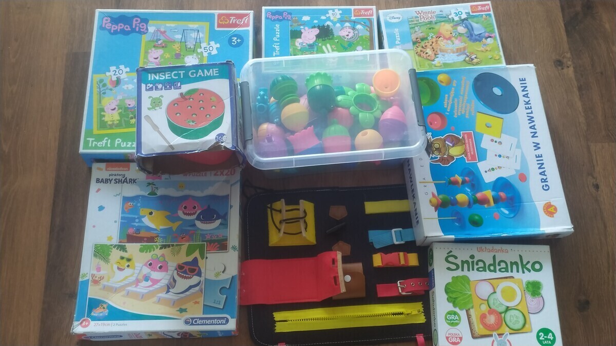 Elbląg Oddam puzzle, kulki sensoryczne, gry za czekoladę