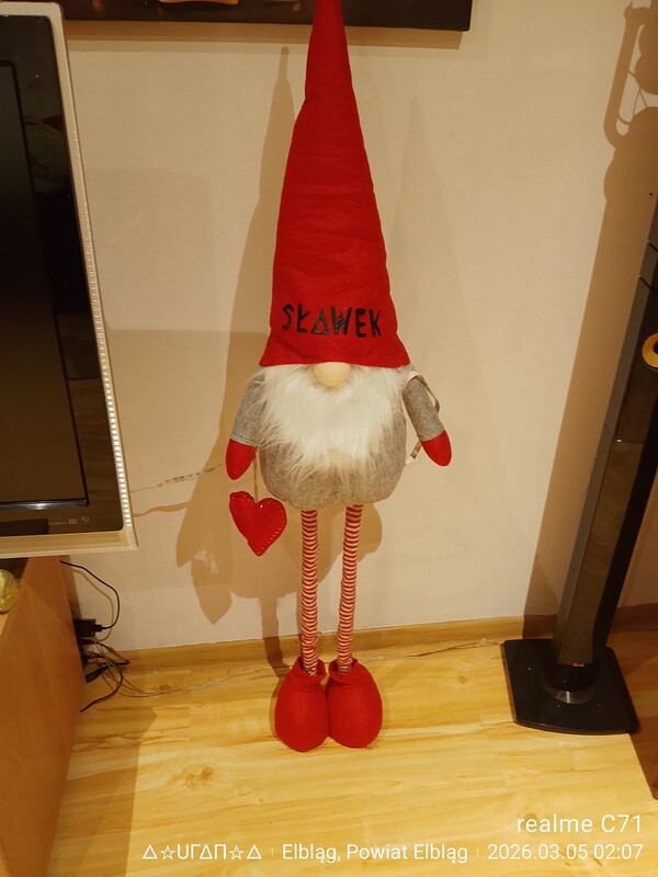 Elbląg Skrzat świąteczny składany (nogi mają wbudowane teleskopy i można skrzata o połowę skrócić)