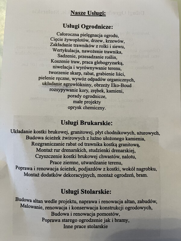 Elbląg Green Point Usługi ogrodnicze, brukarskie, stolarskie. 
Jesteśmy ekipą z doświadczeniem, która zajmuje się