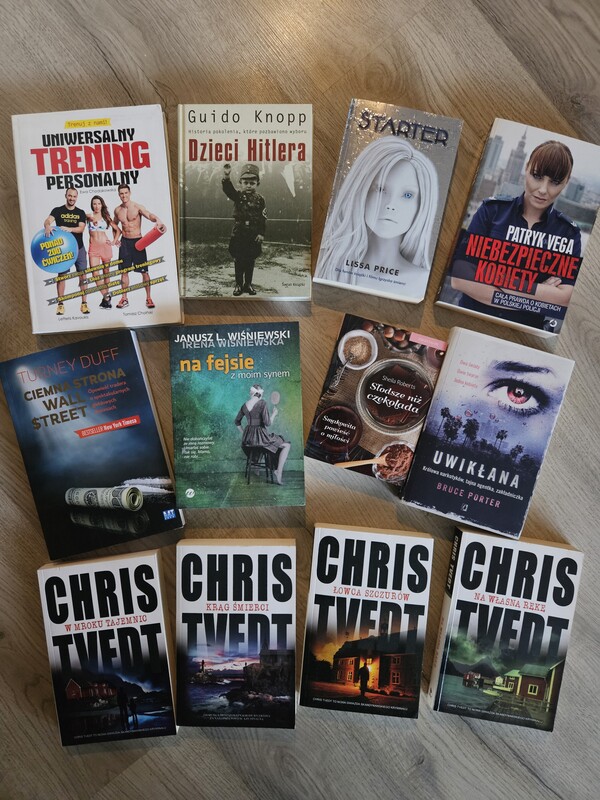 Elbląg Sprzedam książki ze zdjęcia, stan idealny, przeczytane raz. Potrzebuję miejsca na półkach. 
Cena od 5 do 10 zł,