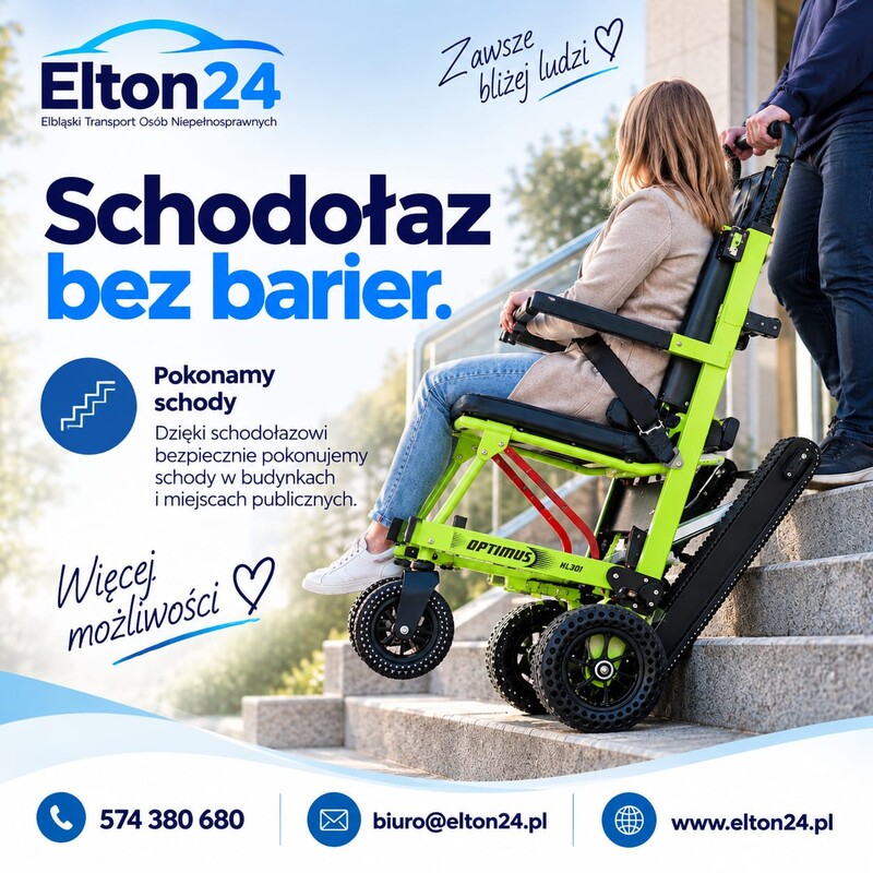 Elbląg ELTON24 – Elbląski Transport Osób Niepełnosprawnych Komfortowy przejazd i pełna pomoc na każdym etapie podróży.