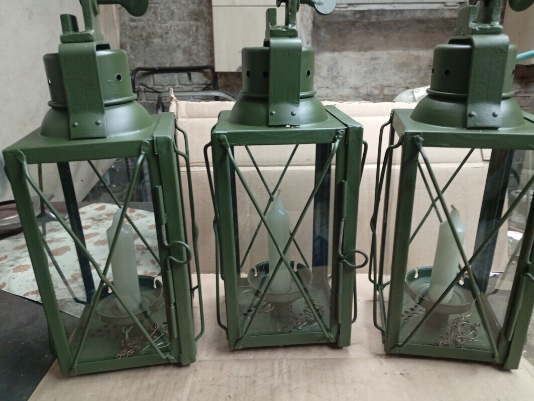 Elbląg Sprzedam 5 lamp zabytkowych PKP  3  szt lampy do przewozu wojska w wagonach towarowych na świeczkę lampy po