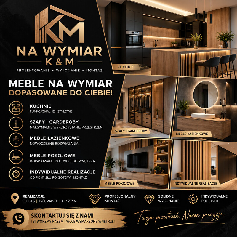 Elbląg Meble na wymiar – kuchnie, szafy, łazienki | Na Wymiar K&M