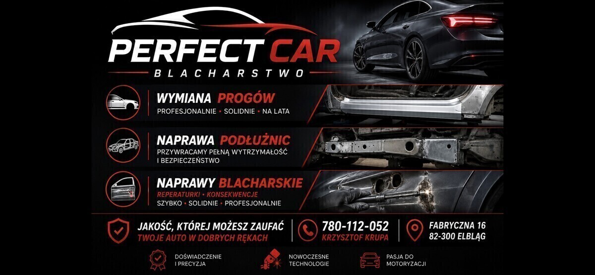 Elbląg Perfect-Car Krzysztof Krupa – Profesjonalne Naprawy Blacharskie w Elblągu!Adres: ul. Fabryczna 16,82-300