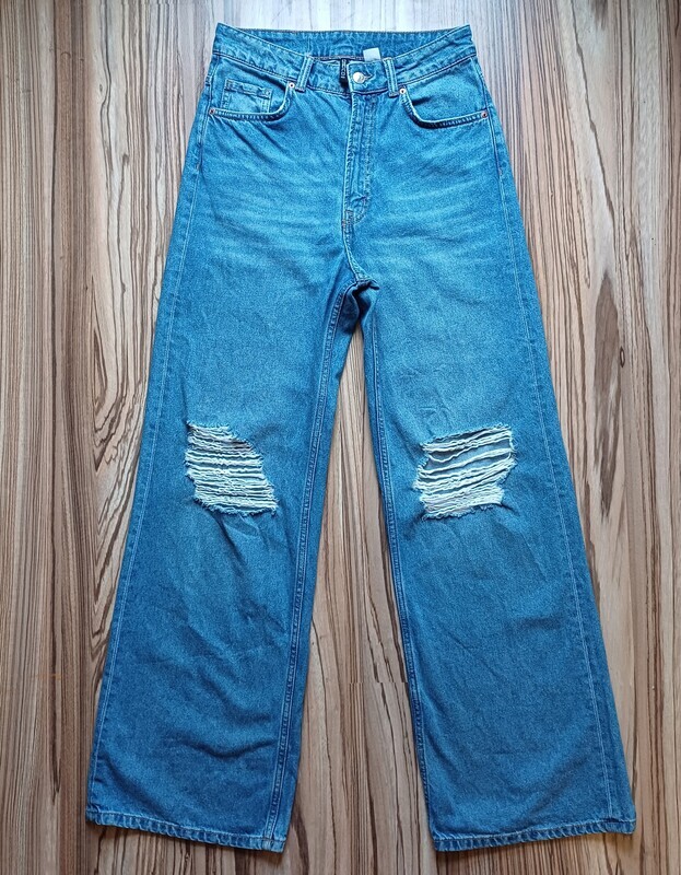 Elbląg Jeansy H& M rozmiar 38 na ok.170 cm, wysoki stan szeroka nogawka, stan idealny jak nowe