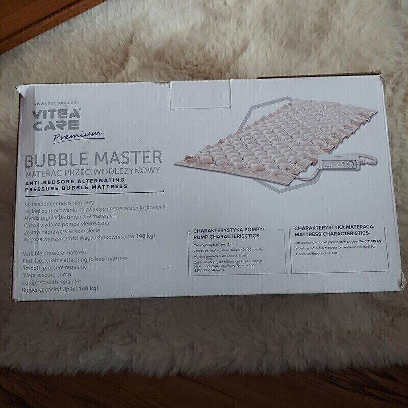 Elbląg Sprzedam materac przeciwodleżynowy VITEA CARE Premium z pompką regulującą ciśnienie. Waga użytkownika 140 kg.