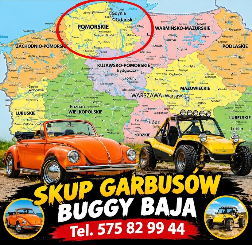 Elbląg SKUP VOLKSWAGENÓW GARBUSÓW BUGGY BAJA.. DOJAZD.. GOTÓWKA