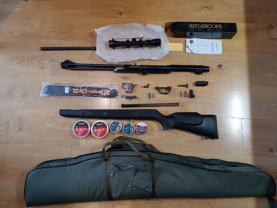 Elbląg Sprzedam karabinek wiatrówkę Hatsan 105 torpedo w kalibrze 6,35,wraz z zestawem nowych, nie używanych