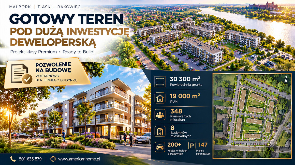 Elbląg TO MY SPRZEDAJEMYNIERUCHOMOŚCI W TYM MIEŚCIEBIURO NIERUCHOMOŚCIAMERICAN HOMEFOR SALE - DZIAŁKA INWESTYCYJNA PUM