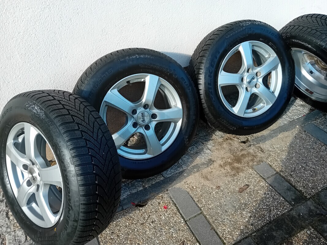 Elbląg Sprzedam koła z oponami zimowymi  felgi aluminiowe 6,5 x 16rozstaw śrub 5 x 112otwór centralny fi 74