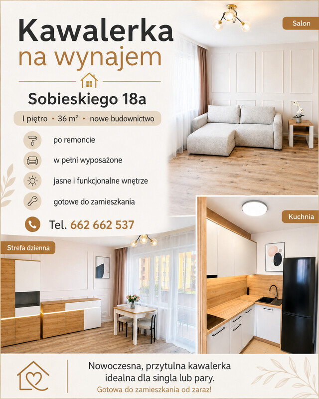 Elbląg Wynajmę komfortową kawalerkę w Elblągu (Nad Jarem) o pow. 36 m2 z dużym balkonem 🏙️