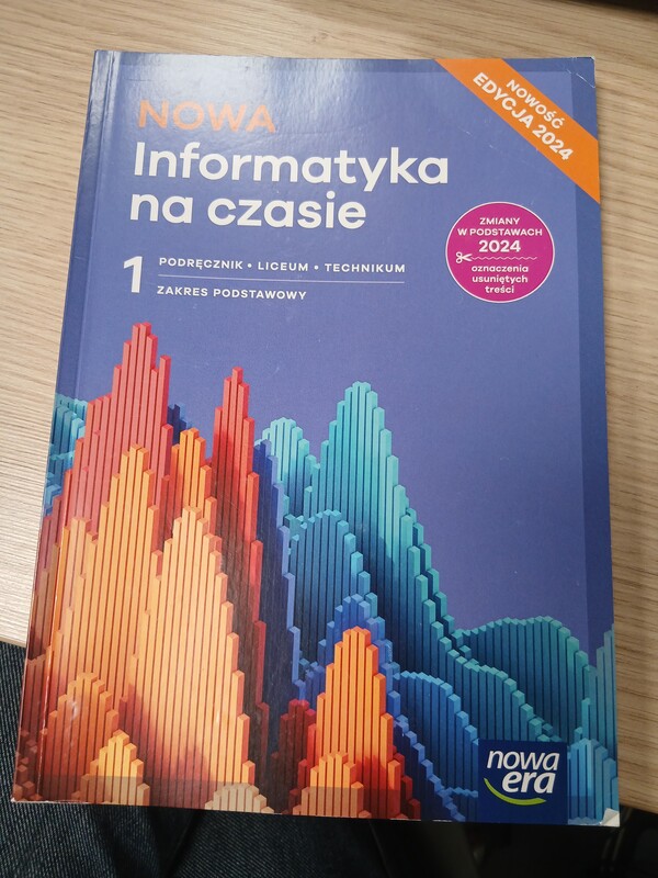 Elbląg Dzień dobry. Sprzedam podręcznik Nowa Era do informatyki, klasa 1 zakres podstawowy do liceum i technikum.