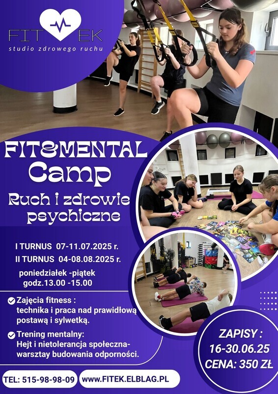 Elbląg 🌟 FIT CAMP dla dzieci i młodzieży 10-16 lat – RUCH i ZDROWIE PSYCHICZNE 🌟Zajęcia fitness