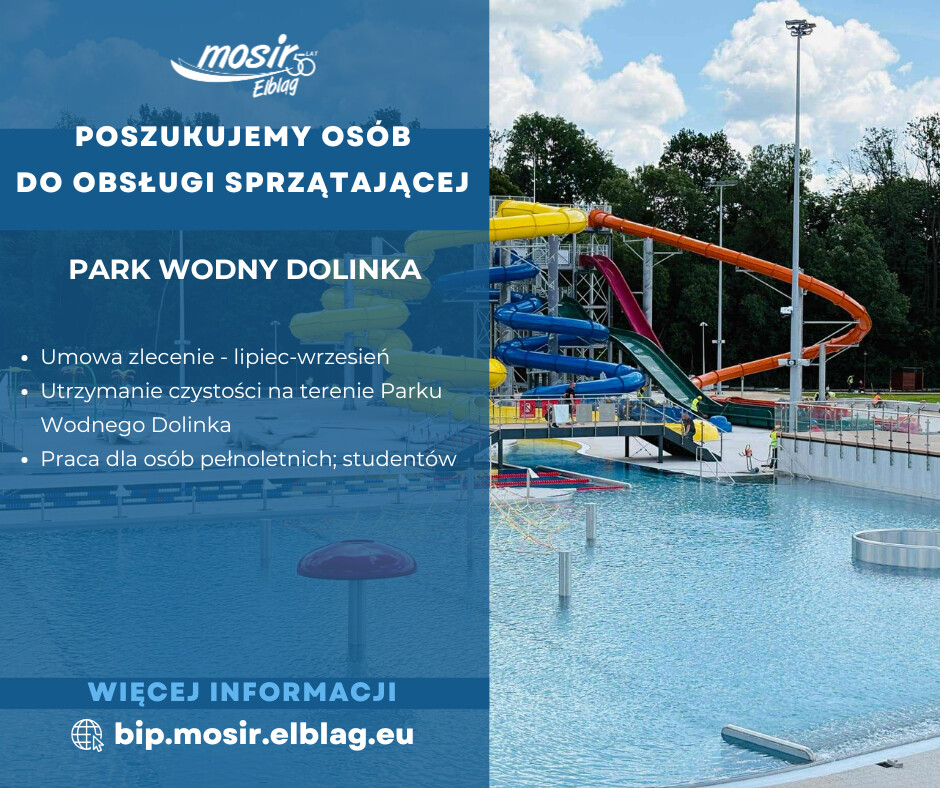 Elbląg Miejski Ośrodek Sportu i Rekreacji w Elblągu poszukuje obsługi sprzątającej w Parku