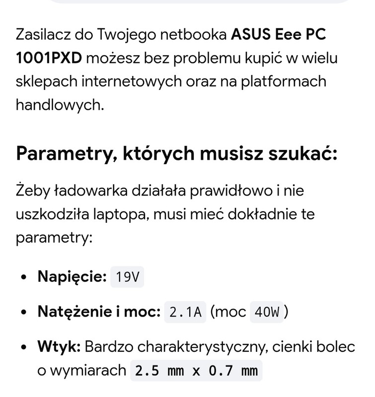 Elbląg Posiada może ktoś zasilacz do ASUS