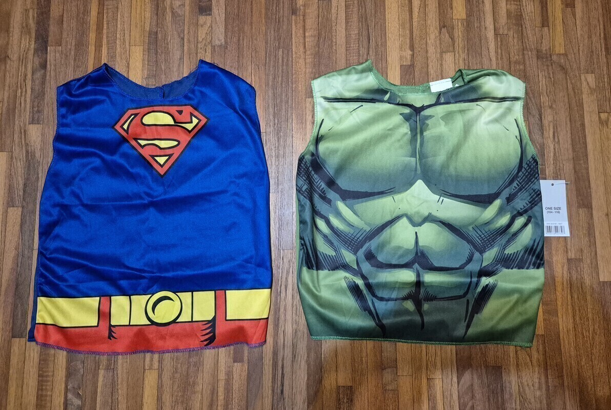 Elbląg Dwie bluzki/przebranie:
1.Hulk - 1 sztuka z metką
2.Spiderman- 1 sztuka
Rozmiar one size od 104 do 116.
Po