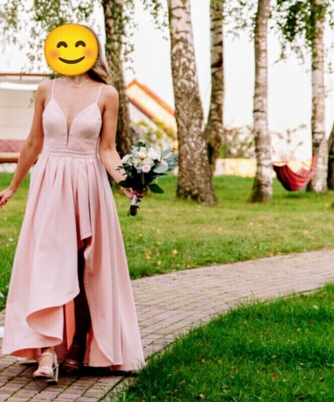 Elbląg Sukienka firmy Lou model Bride. Sprzedam przepiękną suknię z zakładkami w odcieniu pastelowego różu. Regulowane