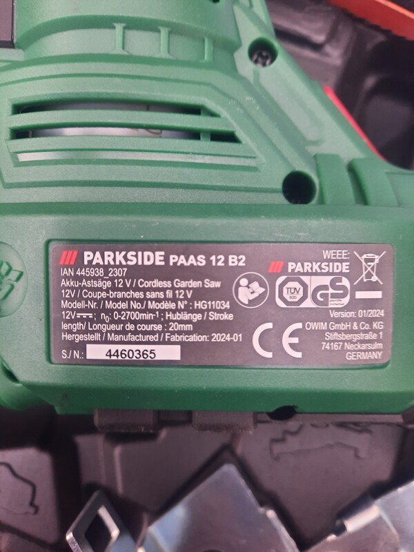 Elbląg Parkside pila do cięcia drewna i  gałęzi. Nowa, bez akumulatora i ładowarki.70.Nietrafiony prezent