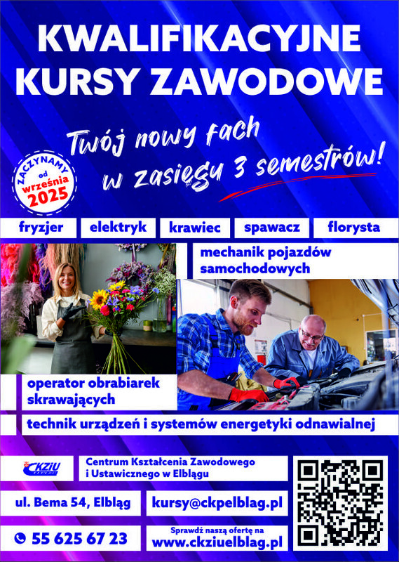 Elbląg 📚 Elbląskie Centrum Edukacji Zawodowej zaprasza do zapisów na 3 semestralne kursy zawodowe dla