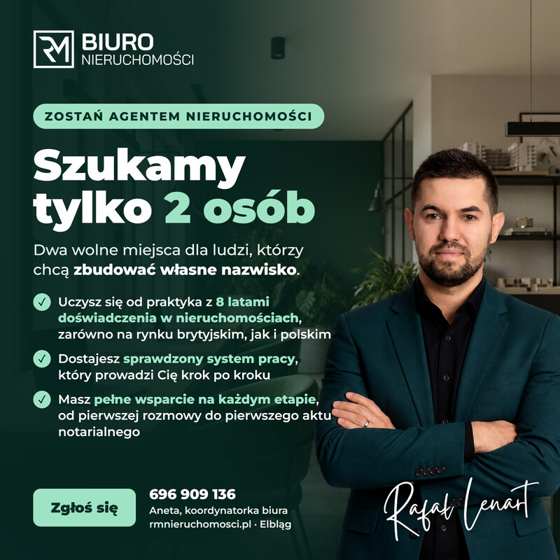Elbląg Agent nieruchomości w Elblągu. Szukamy 2 osób