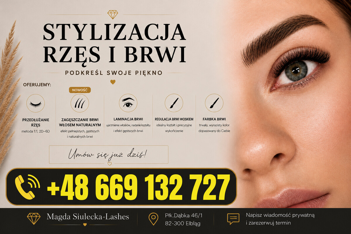 Elbląg 💎 Przedłużanie rzęs 1:1/2D&ndash; 6D + Zagęszczanie brwi włosem naturalnym &ndash; Magda