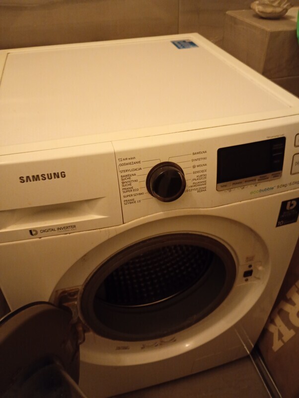Elbląg Pralko-suszarka Samsung model WD80J5A10AW z technologią Eco Bubble. Urządzenie używane, działające. Łożysko do