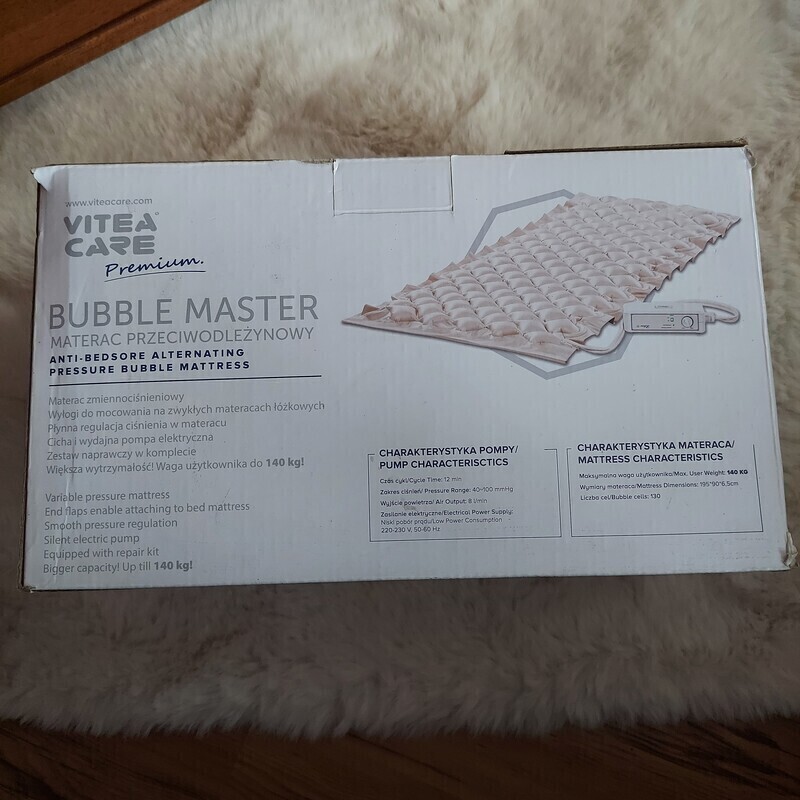 Elbląg Sprzedam materac  przeciwodleżynowy VITEA CARE Premium z pompką regulującą ciśnienie. Waga użytkownika 140 kg.