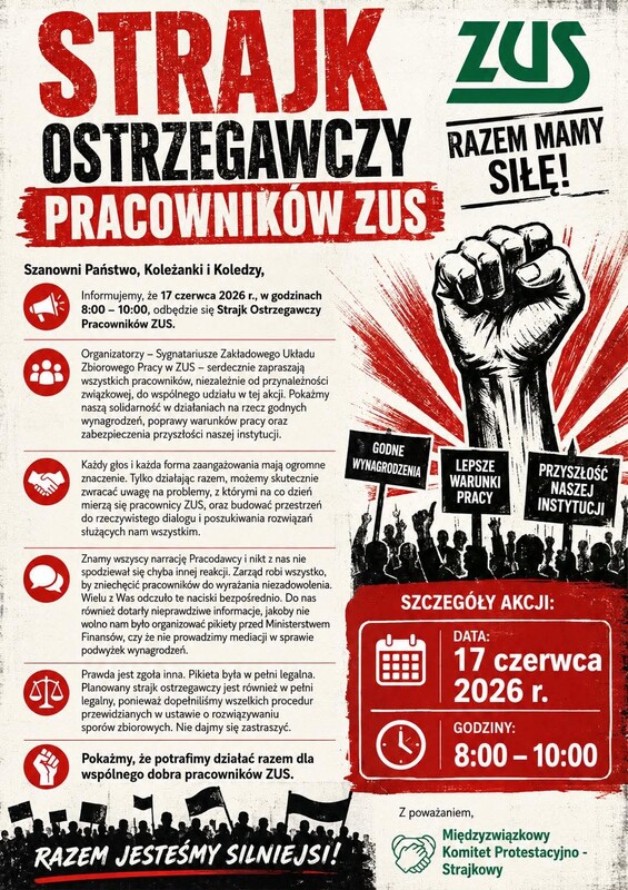 Elbląg STRAJK OSTRZEGAWCZY ZUS ELBLĄG