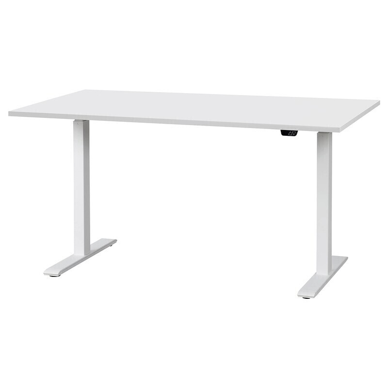 Elbląg Biurko elektryczne IKEA Rudolf 140x80 w kolorze białym. Delikatne ślady użytkowania na powierzchni blatu.