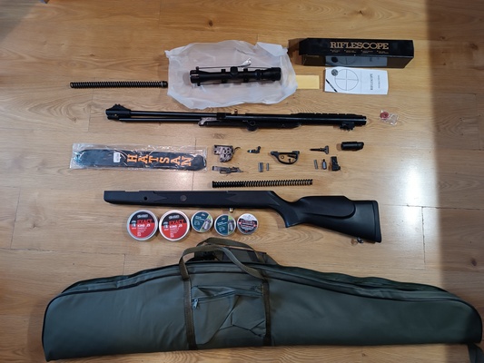 Elbląg Sprzedam karabinek wiatrówkę Hatsan 105 torpedo w kalibrze 6,35,wraz z zestawem nowych, nie używanych